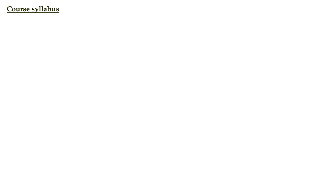 Course syllabus
Syllabus

